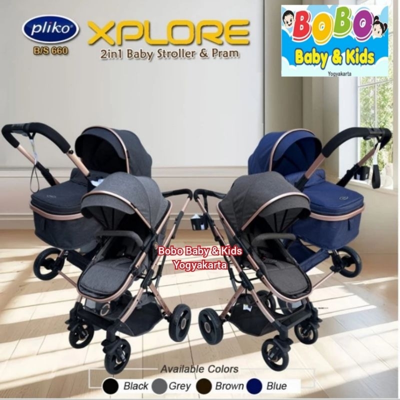 Stroller 2in1 Pram + Baby Stroller Reversible Dorong 2 Arah Pliko Xplore TERBARU Baby Stroller + Pra