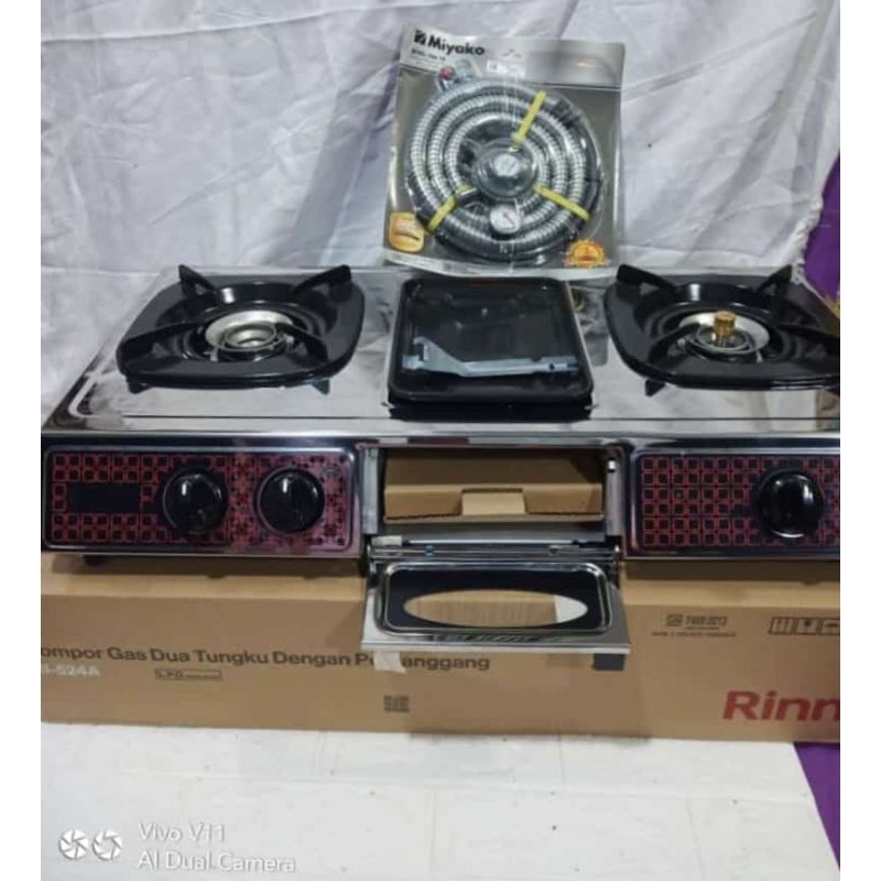 Kompor Gas merk RINNAI seri RI-524 A2 tungku dan selang Batam