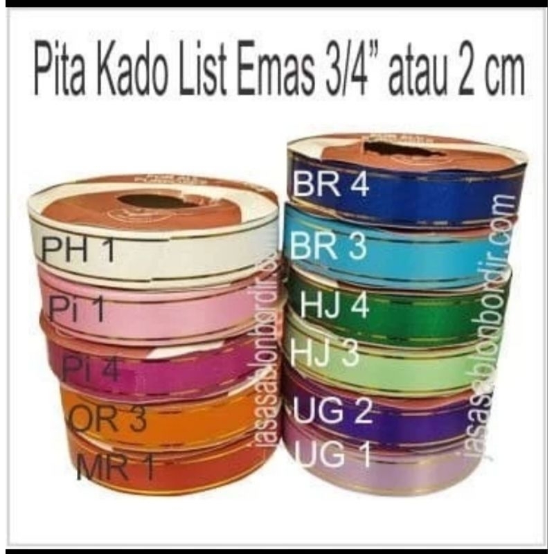 

Pita Kado Jepang List Emas3/4 inch atau 2 cm