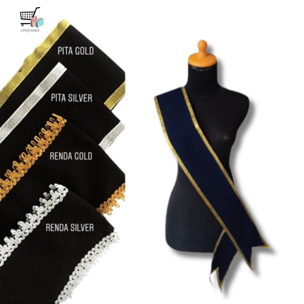 [BEST SELLER] SELEMPANG WISUDA POLOS MODEL LEHER RENDA GOLD /SILVER / SELEMPANG WISUDA BLUDRU / SELE