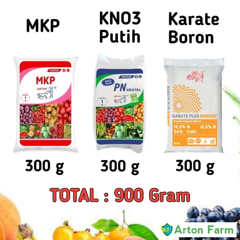 Pupuk MKP KNO3 Putih Karate Boron Total 900 gram - Pupuk Pak Tani Repack