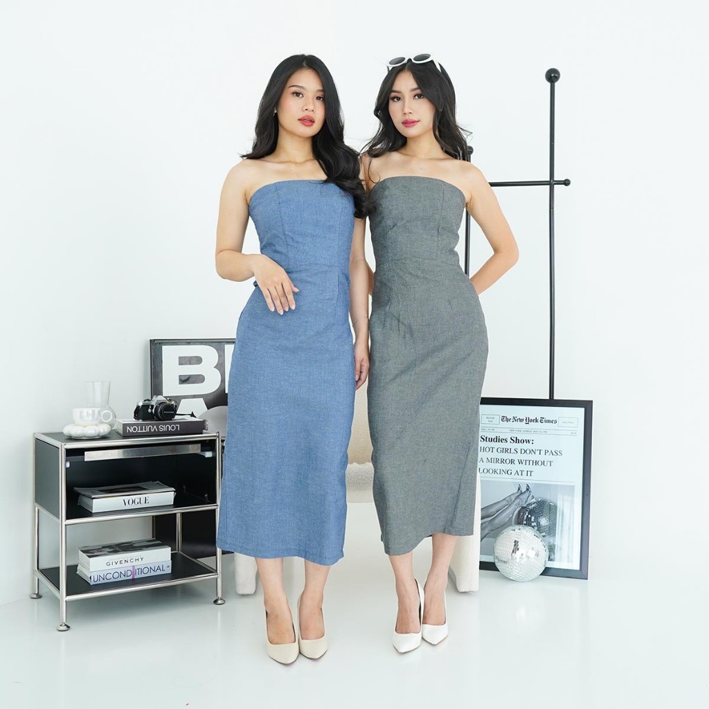 LuxeLady - Dress Denim Wanita