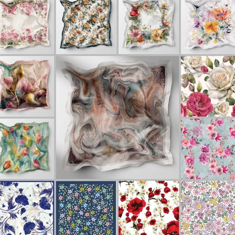 YUMNA 11 Hijab Denay Voal segi empat motif BANISCOP denay kw premium FATRIANA ART U9C8