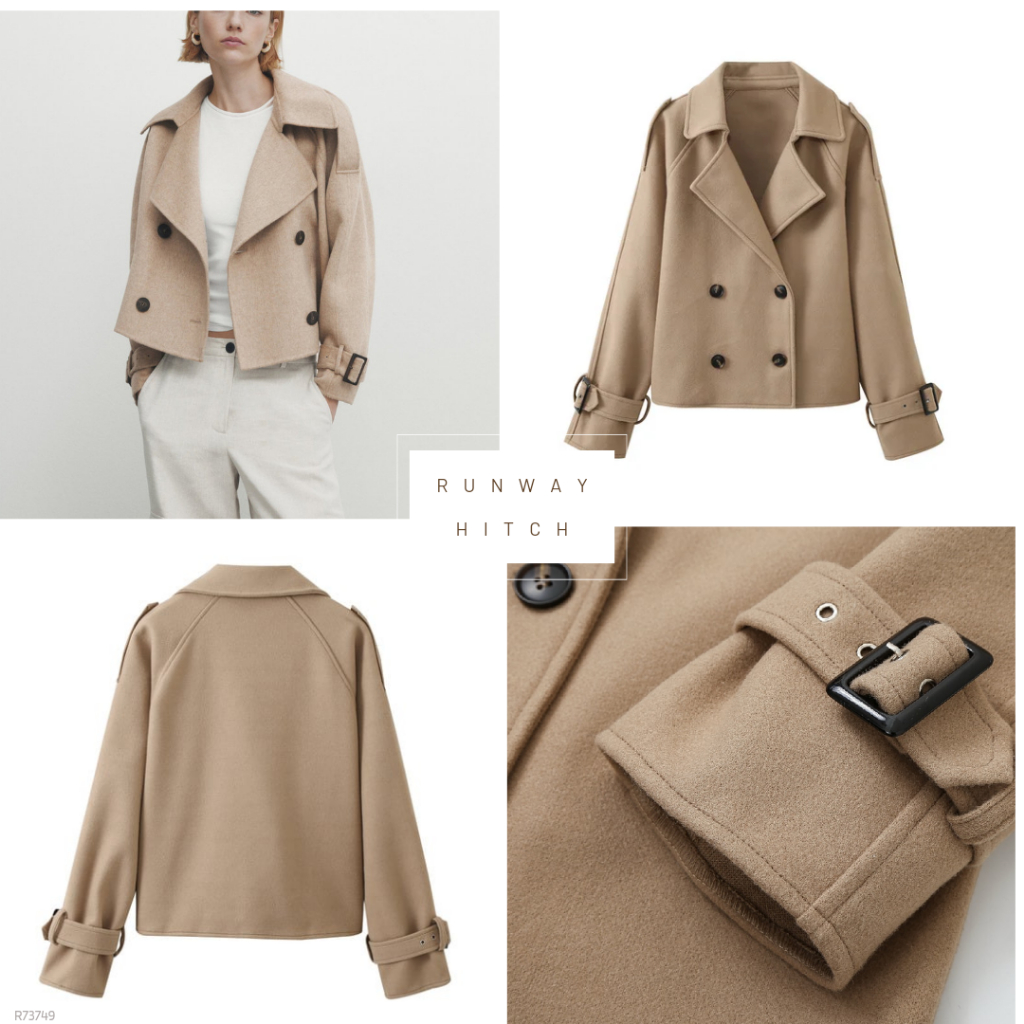 WOOL TRENCH COAT KHAKI PREMIUM IMPORT R73749 / AUTUMN COAT KOREA