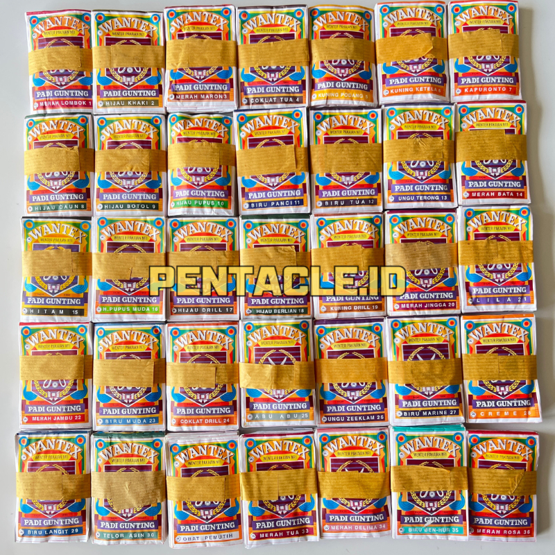 

Wantex Padi Gunting BUNDLE 1 WARNA Isi 10 PCS Pewarna Wenter Sumbo Baju Tie Dye Sumba Kain Cotton Ecer Satuan Art Celup Ikat Jumputan Serbuk Coloring Iket Crafting Kerajinan Jeans Jean Sepatu Jaket Sweater Bahan Wantek Wanter Pentacle Malang