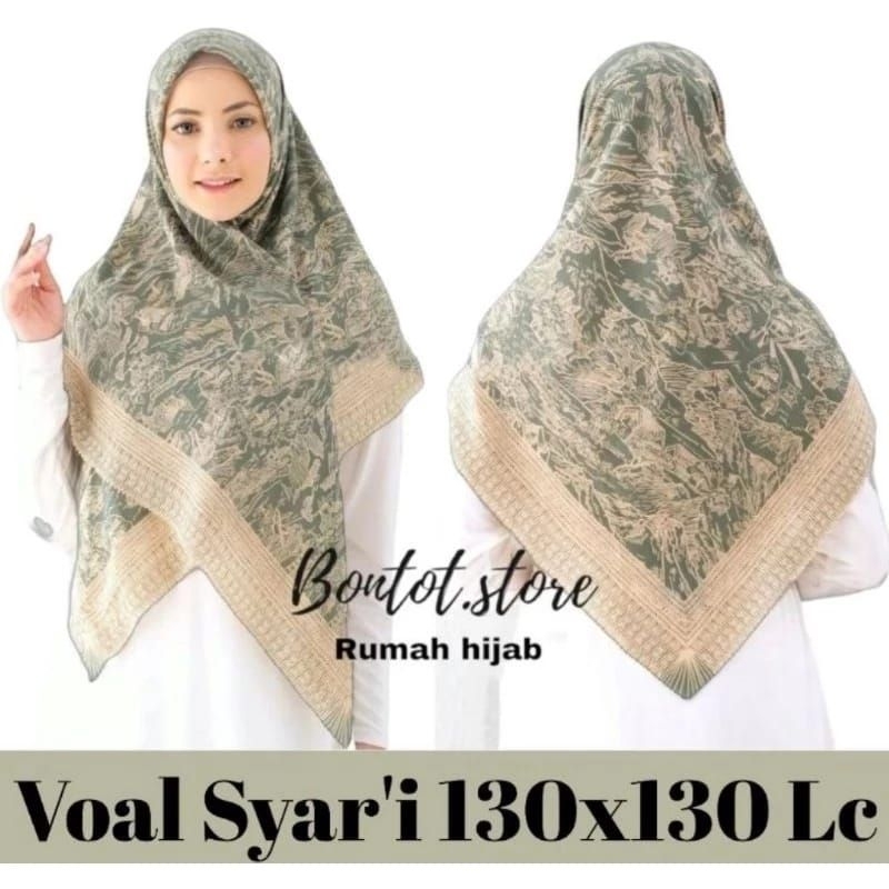 Hijab Kerudung Jilbab Segi Empat Jumbo 130x130 Cm Voal Premium Motif Palestina