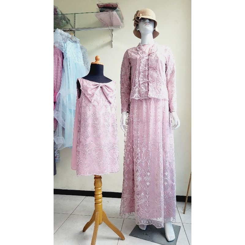 RAYA DRESS BROKAT DUSTY PINK READYMADE MOM&KIDS