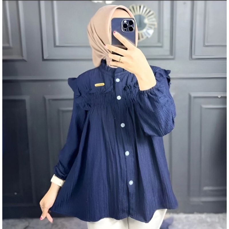 Atasan Kemeja Lady Crush Blouse Wanita Korean Style Pakaian Wanita terbaru / Kemeja Wanita Lady Crus
