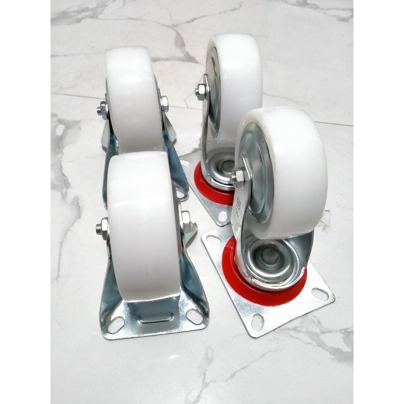 roda troli 4 inchi putih roda lori nilon 4 inchi satu set 4pcs