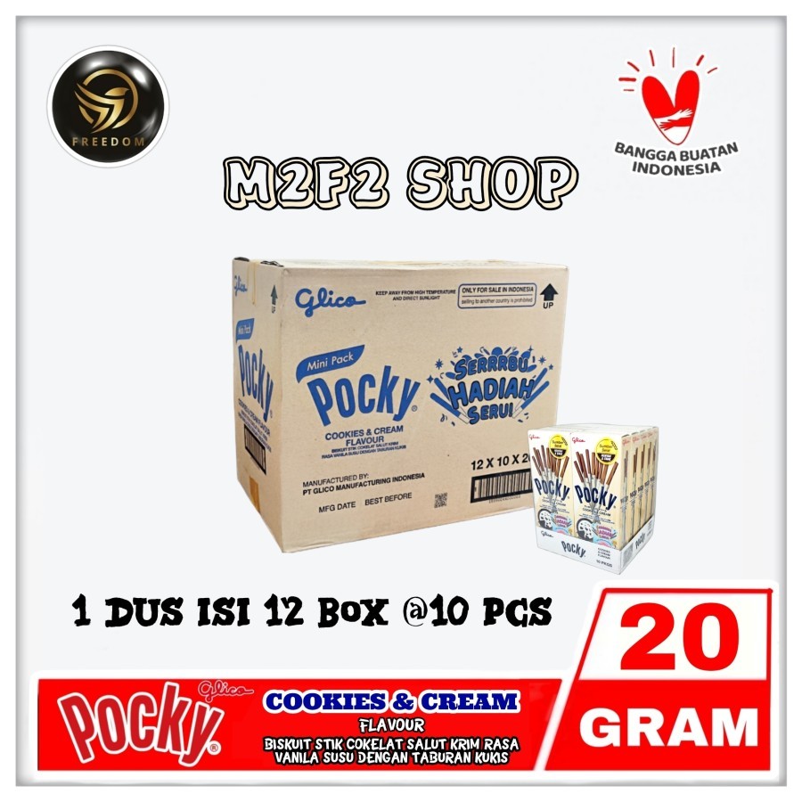 

Glico Pocky Cookies & Cream Flavour | Biskuit Stik Cokelat Salut Krim Vanila Susu Kukis - 20 gr (Kemasan Karton)