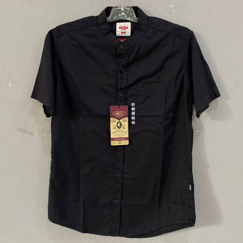 KEMEJA PRIA GABRIELLE POLOS HITAM LENGAN PENDEK 6A0124