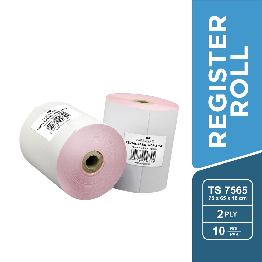 

Paperline Register Roll Kertas Struk Kasir 7565 / 2 - PPL TS 7565/2 NCR 2 Ply 75x65 Cash Register