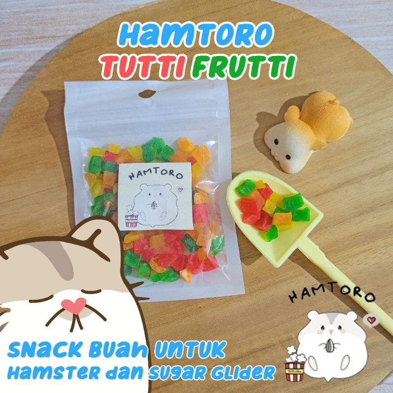 Snack hamster tutti fruty, terbuat dari buah buahan asli, snack aman untuk hamster dan sugar glider 