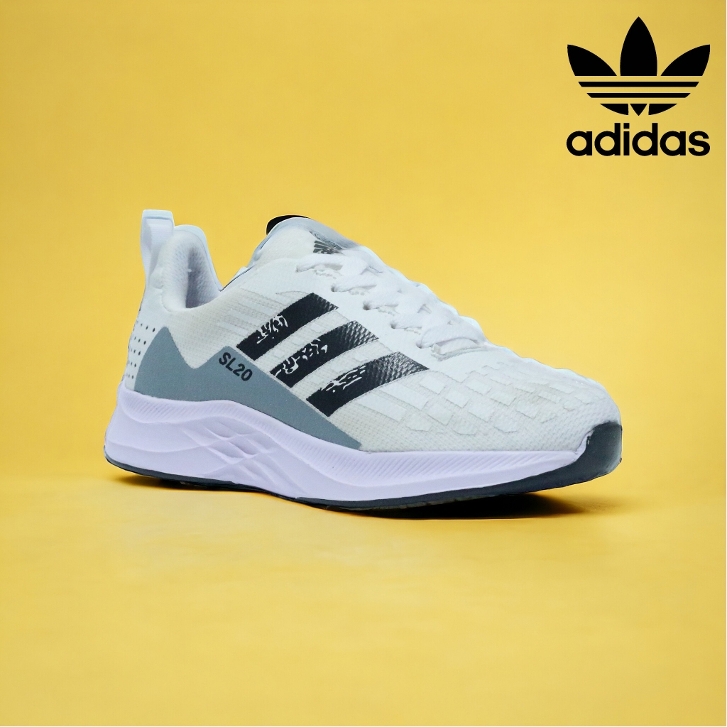 Sepatu Sneakers Pria Adidas SL 20 Shoes Running Sport Warna Putih Hitam