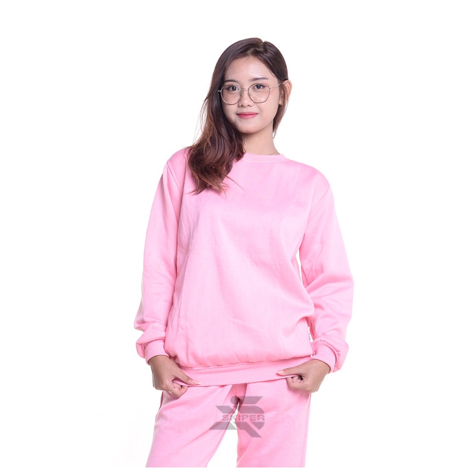 Sweater Sweatshirt Crewneck Pria Wanita Basic Polos PINK BABY Skiperofficialshop