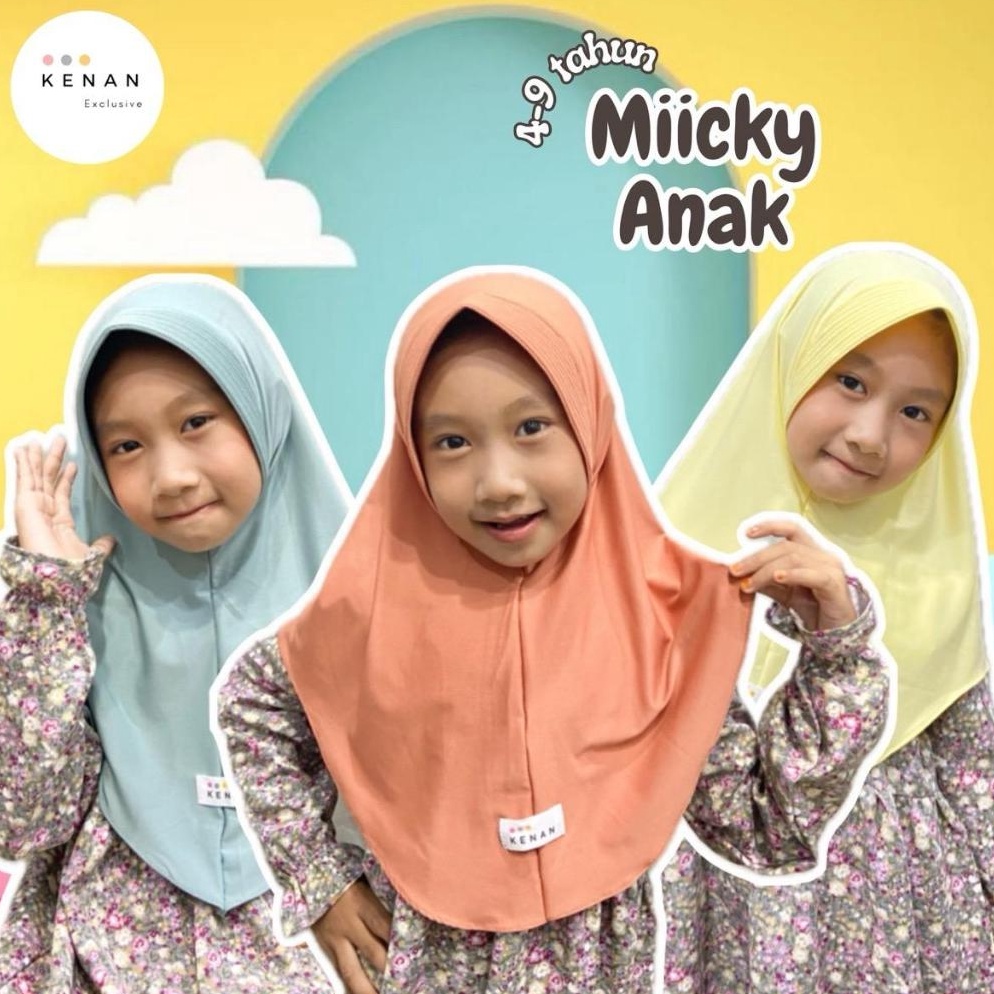 Sabet Promo KENAN  Hijab Anak Miicky Bergo Instan matt jersey