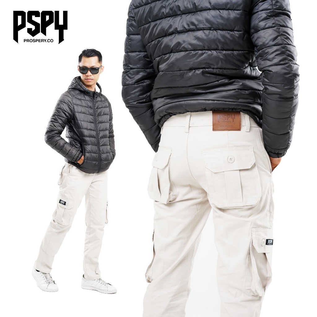Celana Cargo Panjang Pria Cream | Cotton Twill Tebal – Prospery.Co