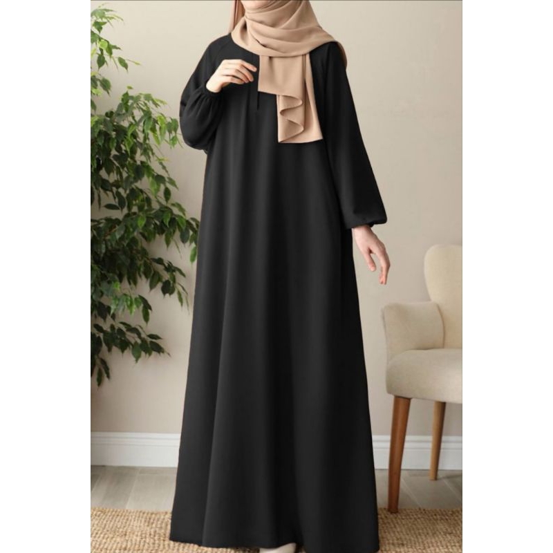 PRE-ORDER Gamis Aulia polos hitam LadyZara