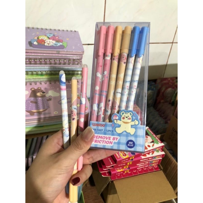 

erasable pen karakter lucu 0,5mm biru / gel pen biru