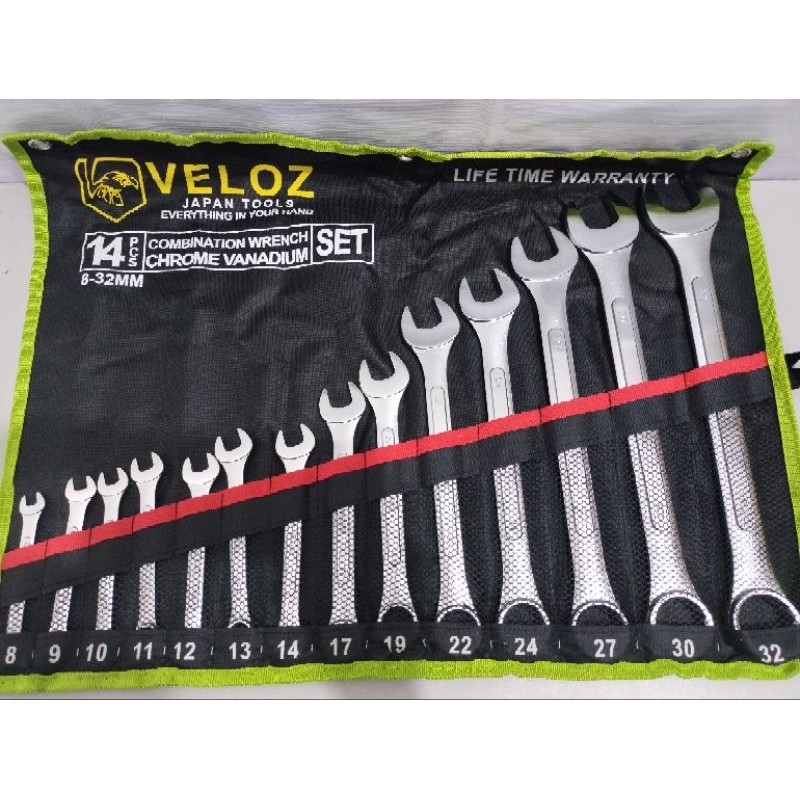 KUNCI RING PAS SET "VELOZ" 8-32 14PCS ||KUNCI RING PAS 1 SET 8MM - 32MM VELOZ
