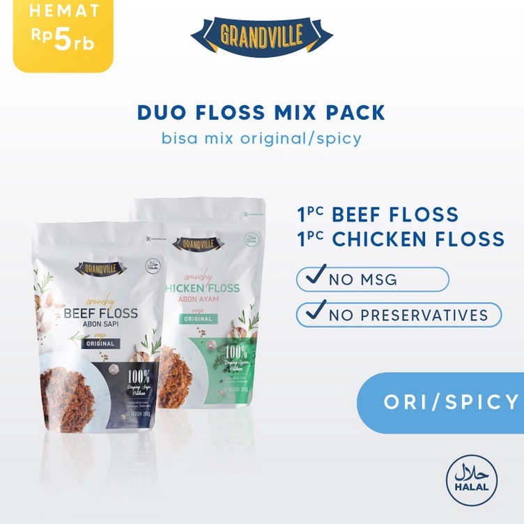 

Semangat Abis Grandville Abon SAPI AYAM Crunchy Duo Mix Pack