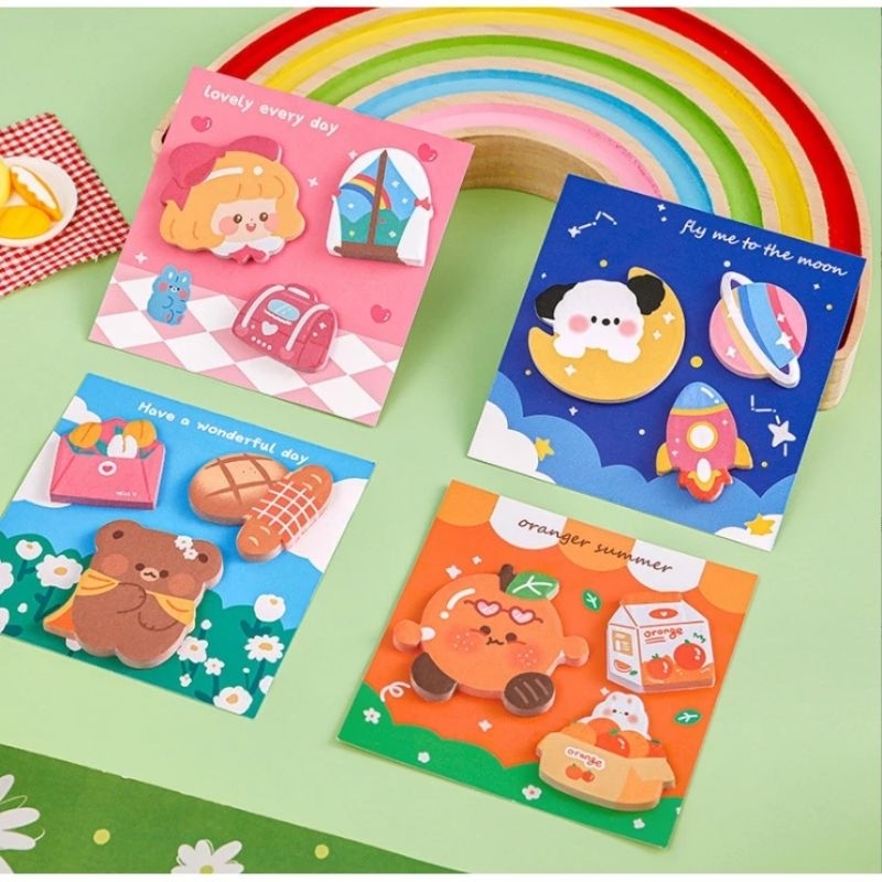 

Sticky notes 3in1 kombinasi note memo cartoon/memo lucu