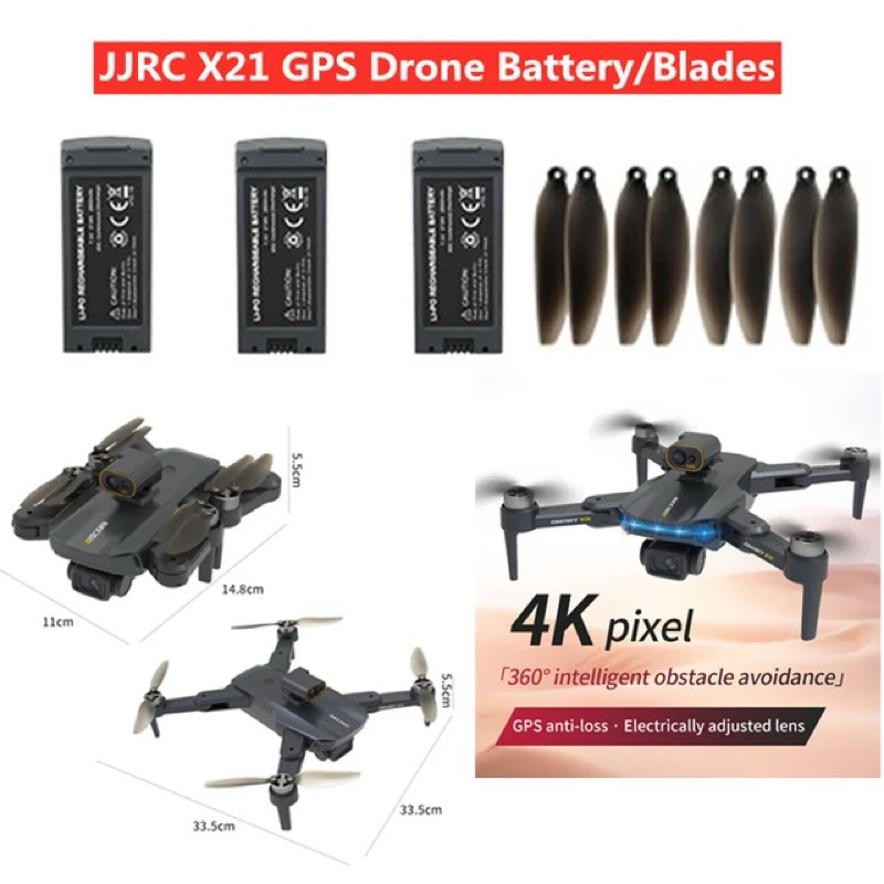 (COD) Baterai Drone JJRC X21 1.500 mAh 7.4V dan Baling-Baling Drone JJRC X21 1 Set Lengkap