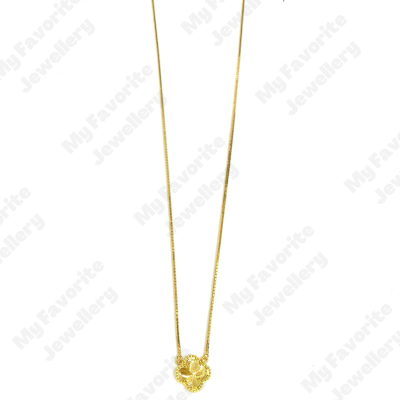 Kalung Italy Single Clover Emas Asli Kadar 875