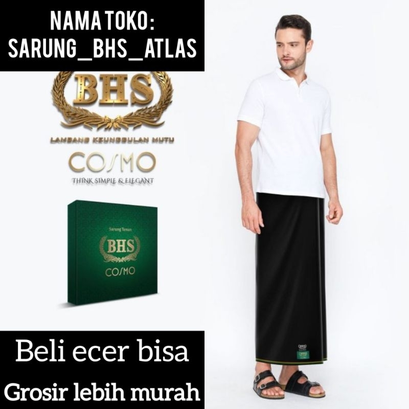 SARUNG BHS COSMO GOLD WARNA HITAM POLOS ORIGINAL