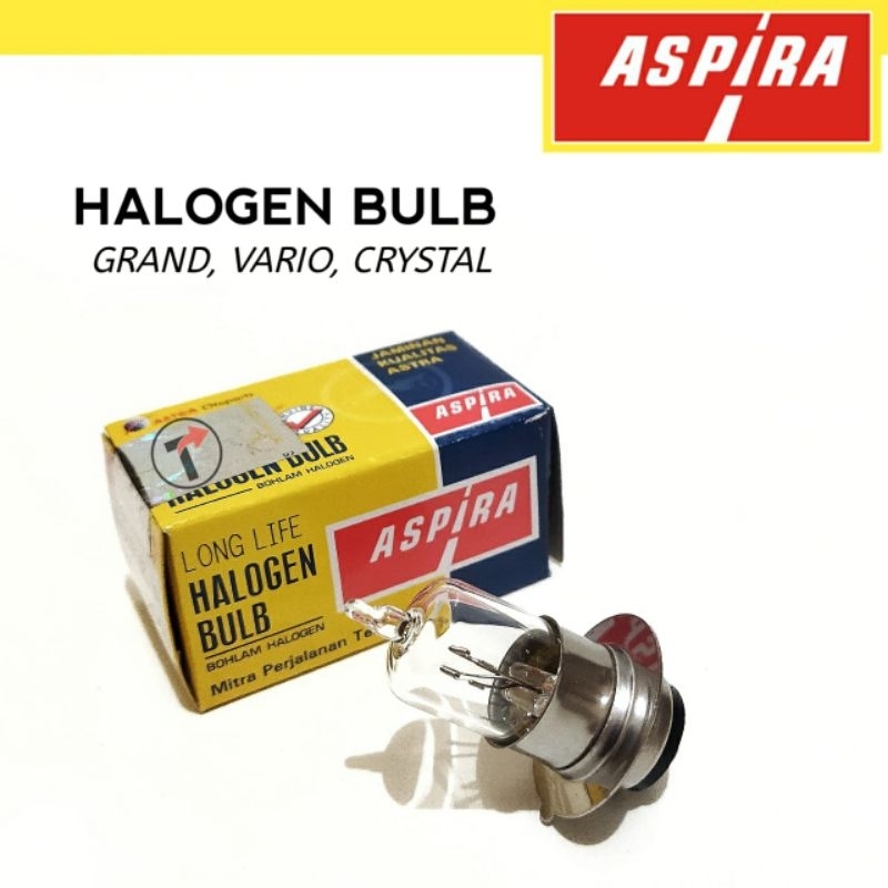 Bohlam lampu depan halogen motor Honda grand, suzuki Crystal merk Aspira 11-H12V2525H4