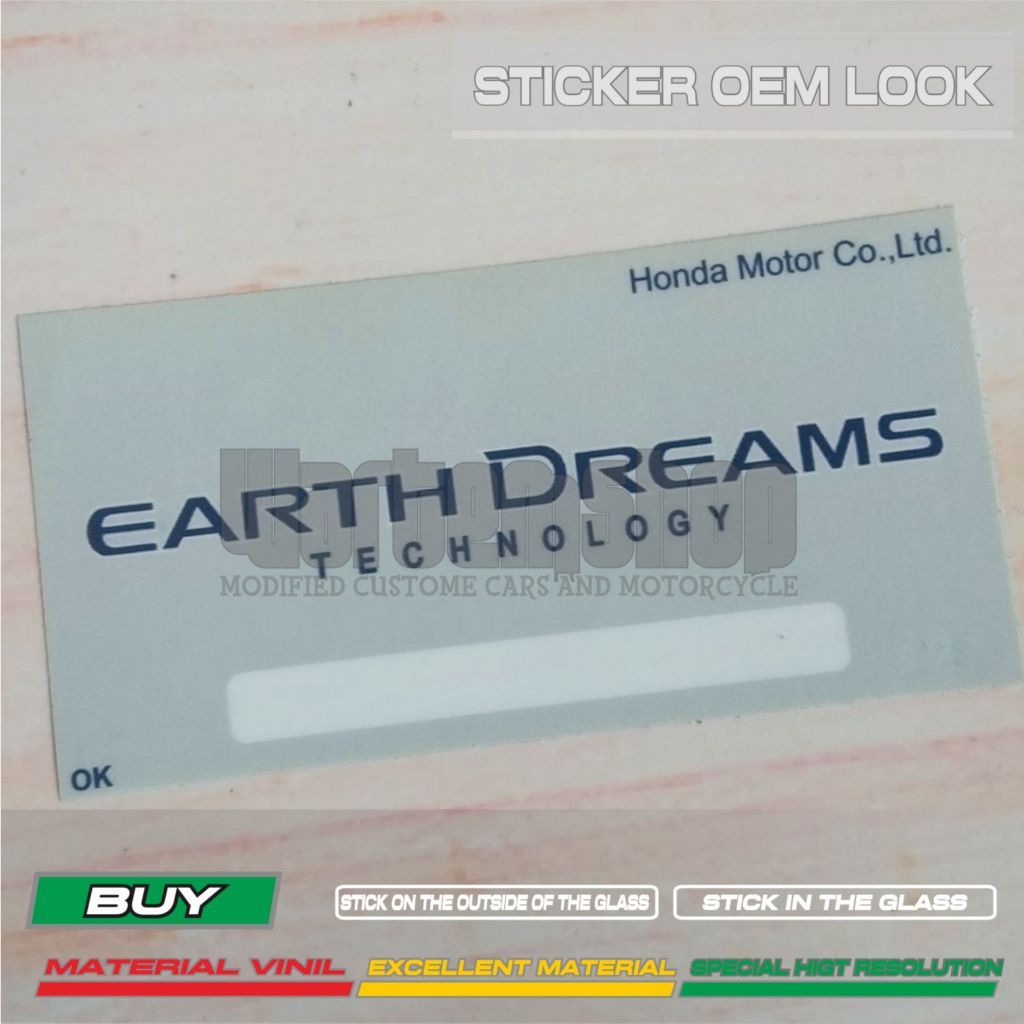 Stiker Honda Earth Dreams Quality Control ( Tempel Dalam )