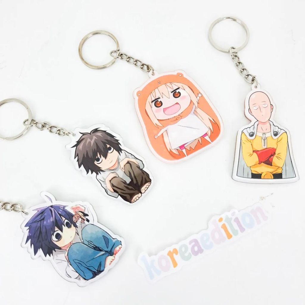 Gantungan Kunci Keychain Keyring Akrilik Anime Death Note L Umaru One Punch Man