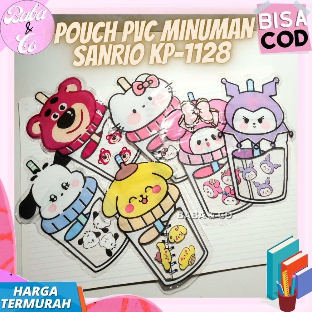 

TEMPAT PENSIL ZIPPER SANRIO POUCH PVC MINUMAN SANRIO KP-1128 LUCU COD