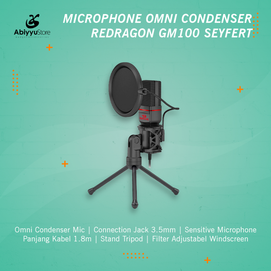 Microphone Condenser Redragon Seyfert GM100 Mic Komputer PC Laptop