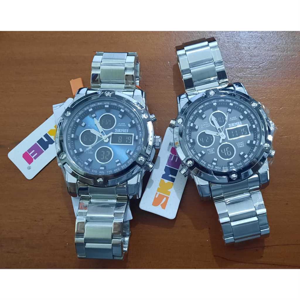 SKMEI JAM TANGAN PRIA DIGITAL ANALOG 1389 / 1389 STAINLESS STEEL