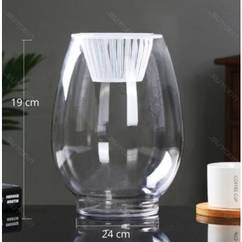 VAS BUNGA KACA BENING / Vas Kaca Tinggi / Vas Kaca Tali Rami