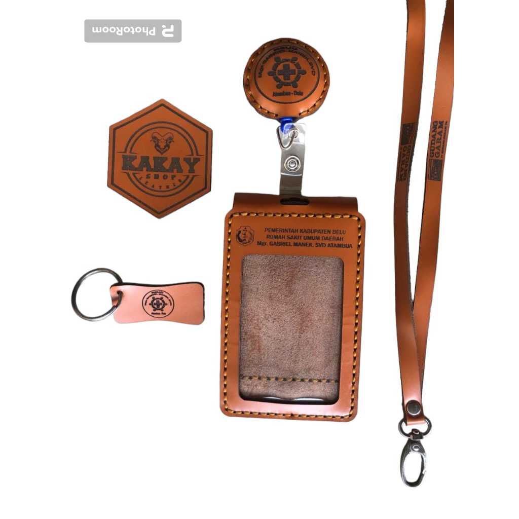 

ID Card holder kulit dan yoyo id name tag kulit asli Dompet Kartu Aksesoris Tali