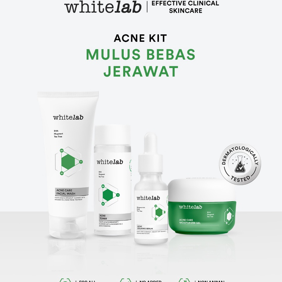 Dijamin Ori Whitelab 4pcs Paket Acne  Facial Wash Toner Serum Moisturizer Paket Skincare