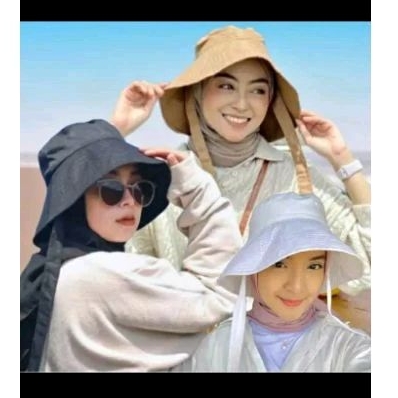 wide bucket hat drill premium tebal topi selebgram topi hijabers