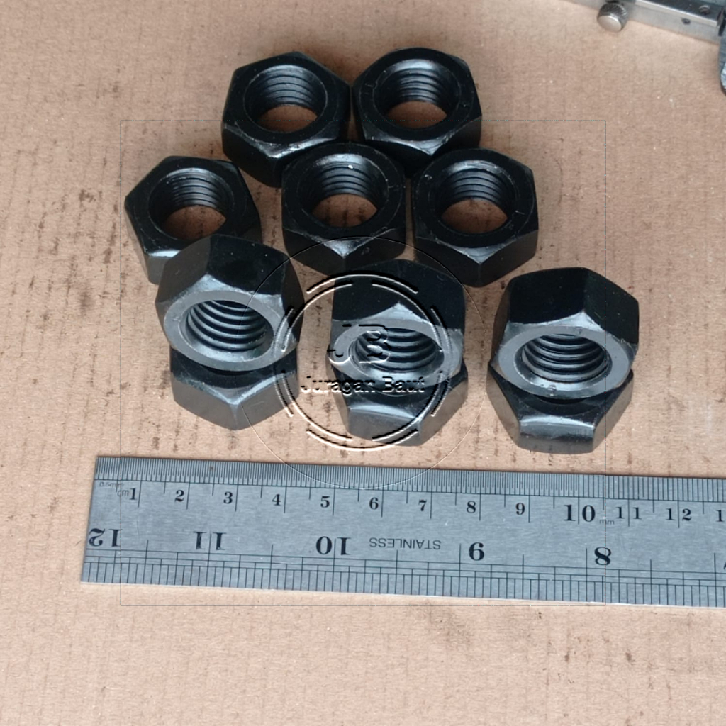 MUR KUNCI 27 M18 BAJA HITAM UNTUK BAUT 27 M18 PITCH DRAT 2.5 DIAMETER LUAR 27MM DIAMETER DALAM LUBAN