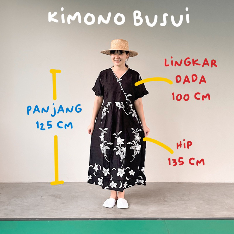 daster ELLI longdress long dress panjang SLP BW gamis hitam putih katun rayon premium tebal busui