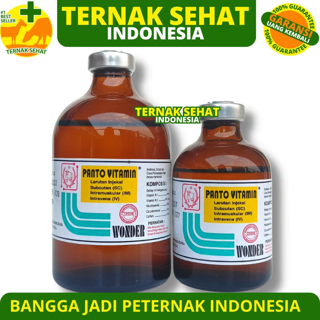 PANTO VITAMIN 100ML & 50ML WONDER - Multivitamin Hewan Injeksi Vitamin Pertumbuhan Penggemuk Nafsu M