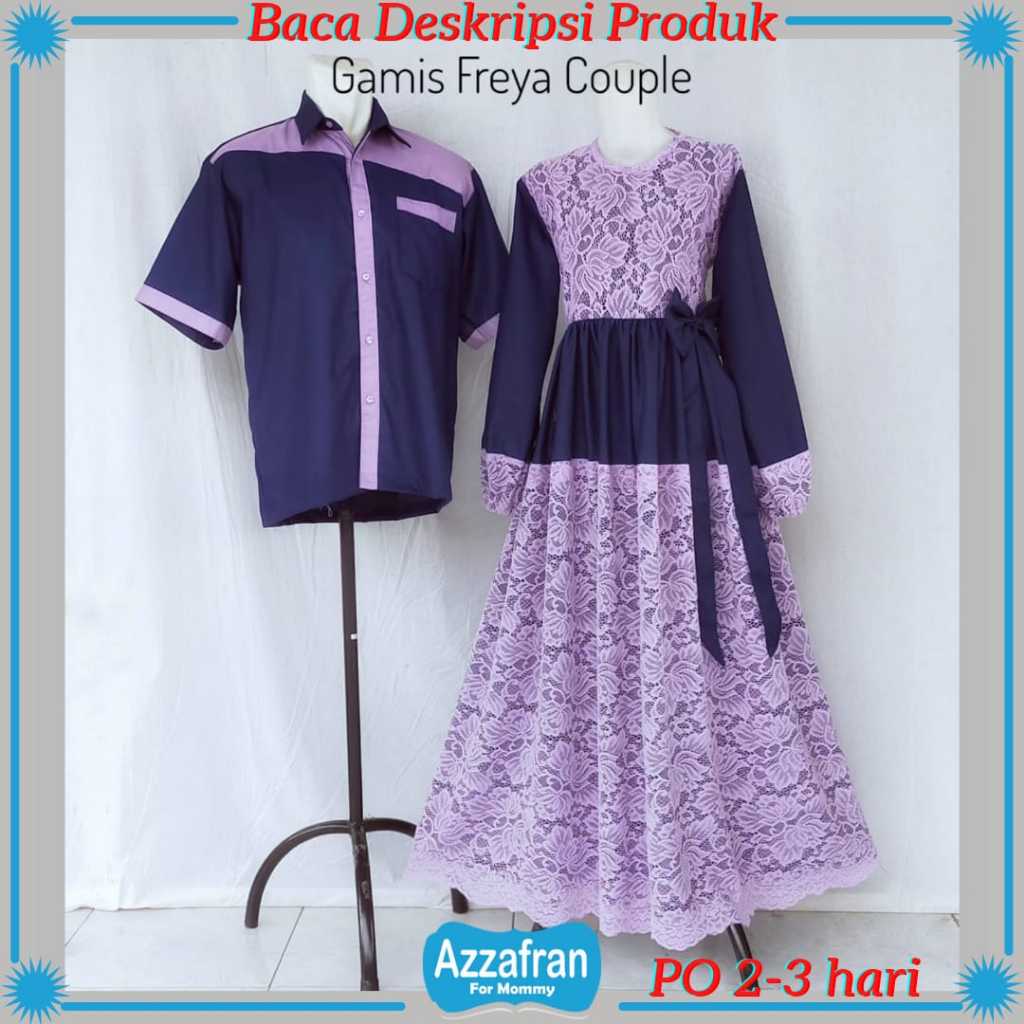 Gamis Freya Couple Ungu | Baju Katun Anak Perempuan & Dewasa Seragam Lebaran Brokat Terbaru Murah