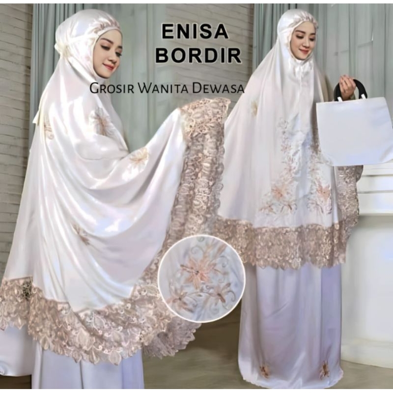 Mukenah Dewasa Enisa Luna Maya Full Bordir Terlaris // Mukenah Bordir Mewah Free Tas Cantik Original
