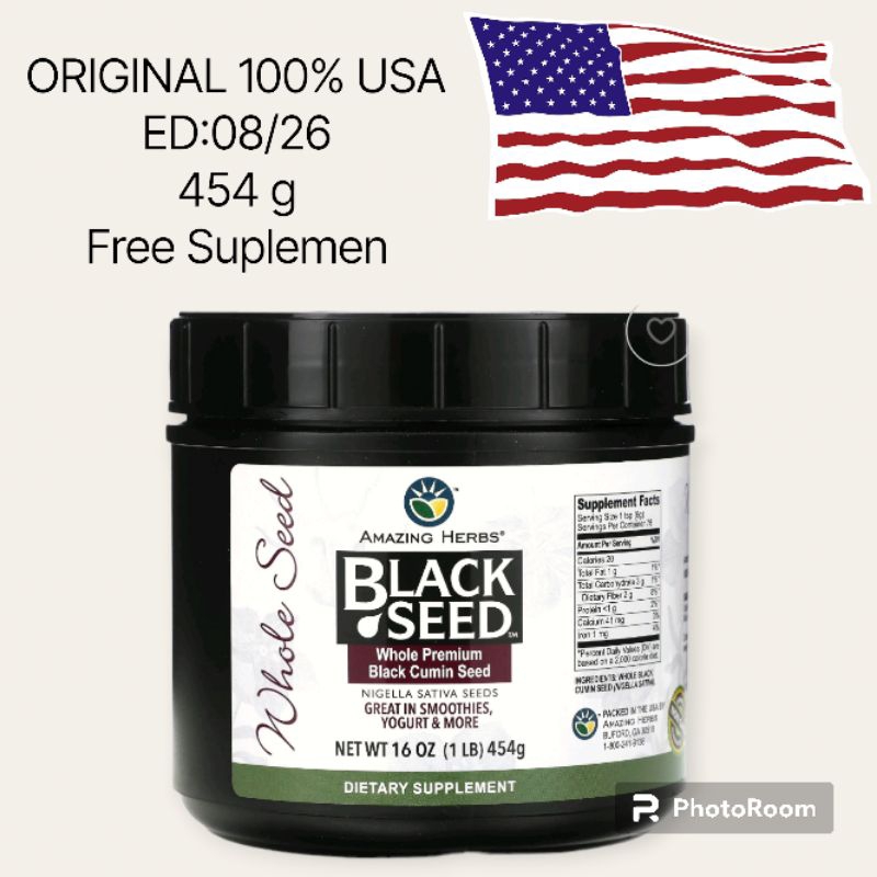 

Amazing Herbs Black Seed, Whole Premium Black Cumin Seed, 16 oz (454 g) PRE-ORDER USA