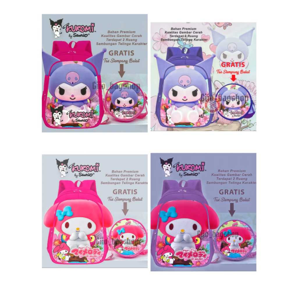 Tas anak motif kuromi/Tas anak motif my melodi/Tas anak tk lucu/Tas anak sanrio tk lucuTas anak cewe
