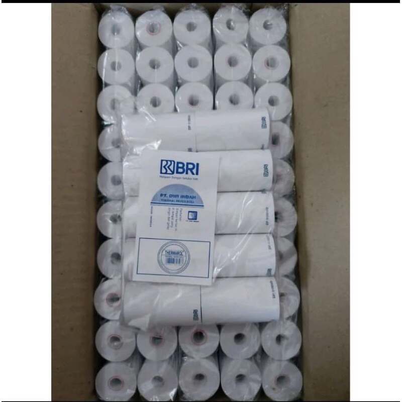 2 kertas struk thermal 57x33 EDC BRI/AGEN BRILINk/LOGO BRI ( 2 DUS )
