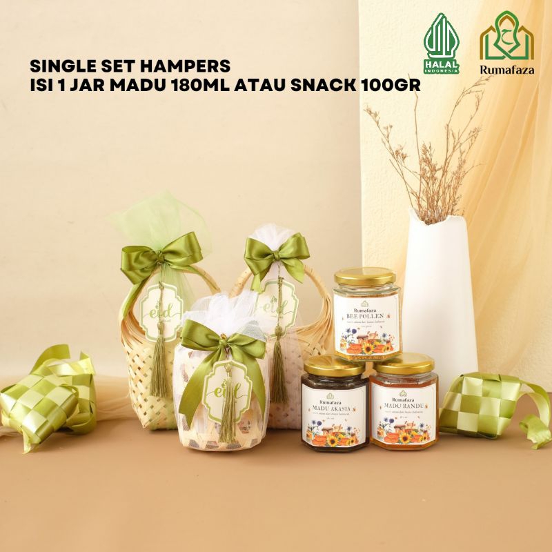 

Rumafaza Single Set Hampers Souvenir Pernikahan Idul Fitri Haji Isi Madu atau Snack Sehat Kmsn Bambu