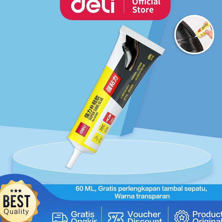

MEGA SALE Deli Super Glue Lem Sepatu Lem Serba Guna 6 ML Gratis Perlengkapan Tambal Sepatu 53582