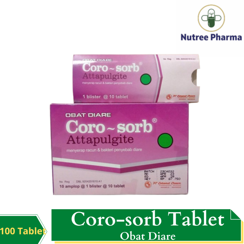 ⚡MURAH & DIJAMIN ORI⚡ Coro-Sorb/Coro sorb | Corosorb Isi 100 Tablet  | Obat Untuk Diare